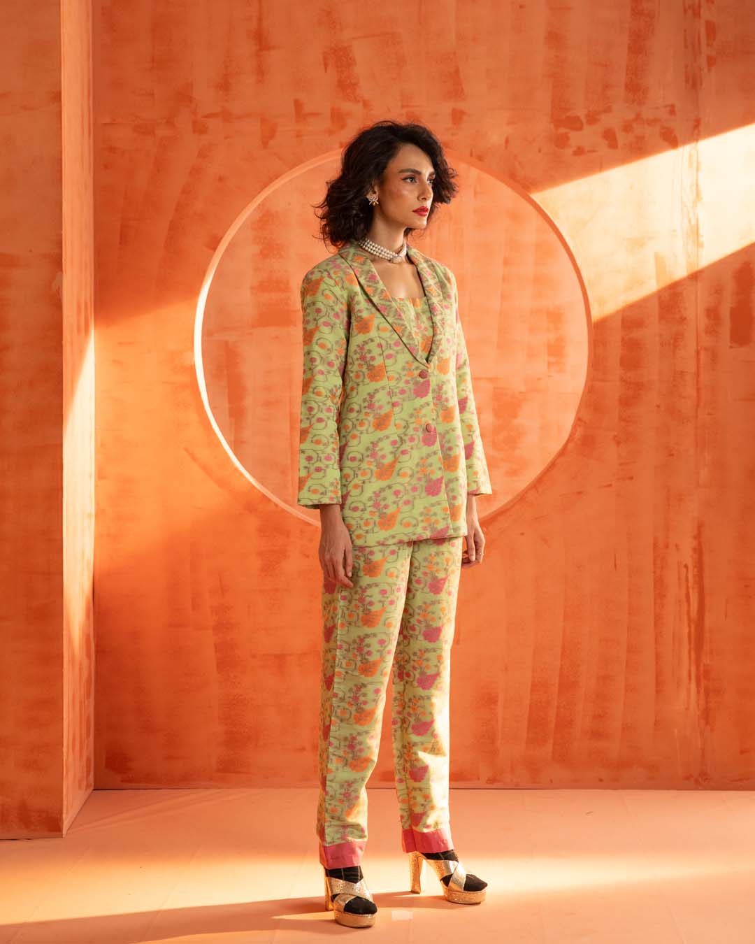 Floral Storm( 3 PCS PANT SUIT CO-ORD SET)