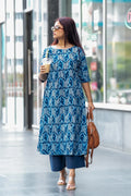Indigo Drift — Dabu Block Print Straight Cotton Kurta