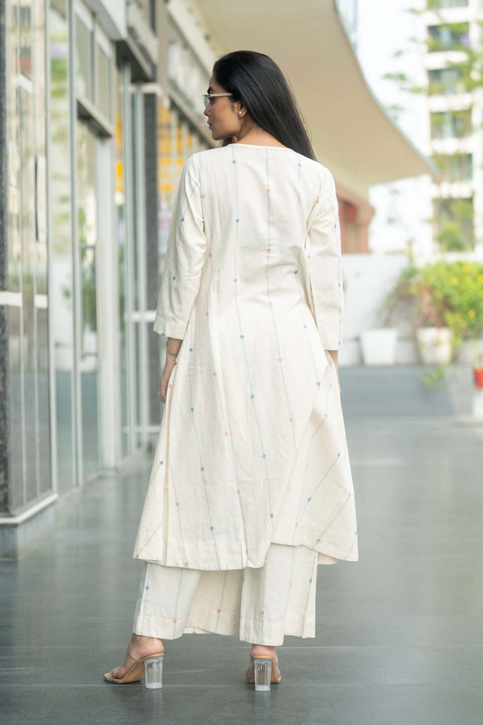 Pearl Confetti — Handloom Cotton Anarkali Coord Set