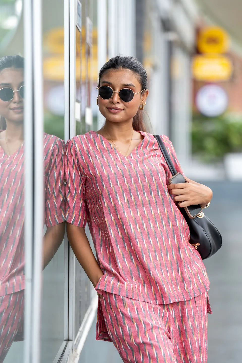Coral Reed — Coral Ikat Cotton Top & Pant Co-ord Set