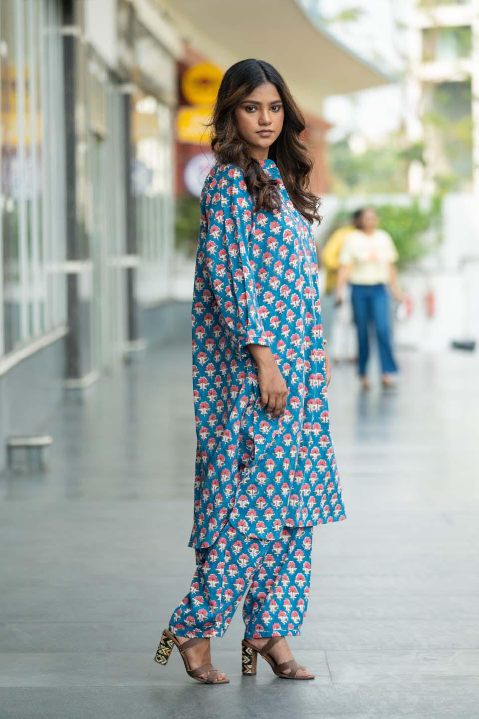 Teal Bloom — Hand Block Print Cotton Coord Set