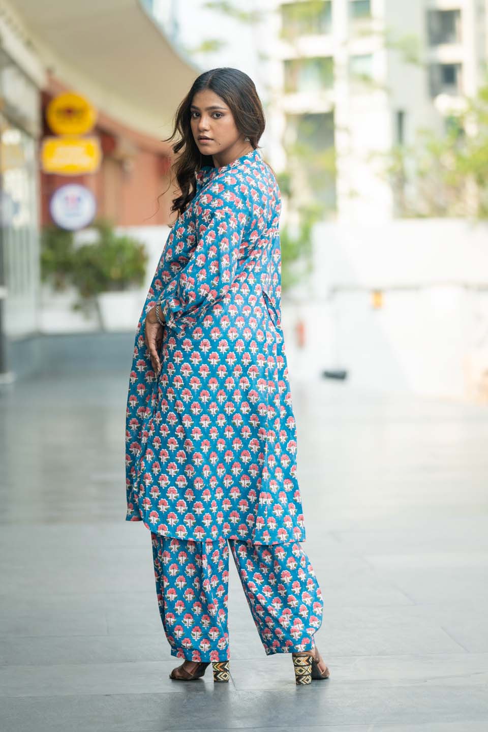 Teal Bloom — Hand Block Print Cotton Coord Set