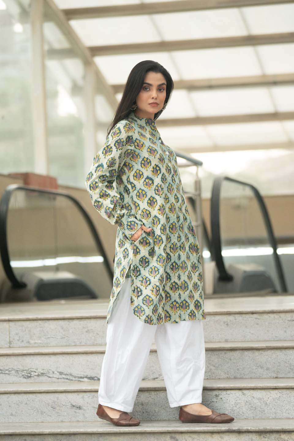 Sage Buta — Bagru Hand Block Print Cotton Kurta