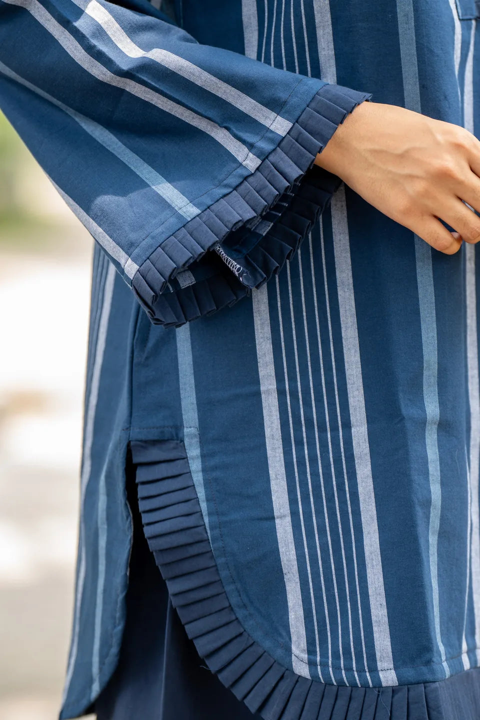 Indigo Reed — Woven Stripe Cotton Tunic & Palazzo Set