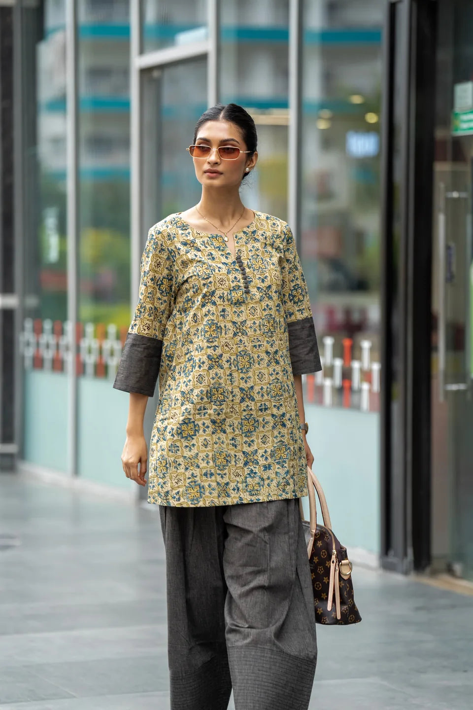 Sandstone Jaal — Jaal Block Print Cotton Tunic & Palazzo Set