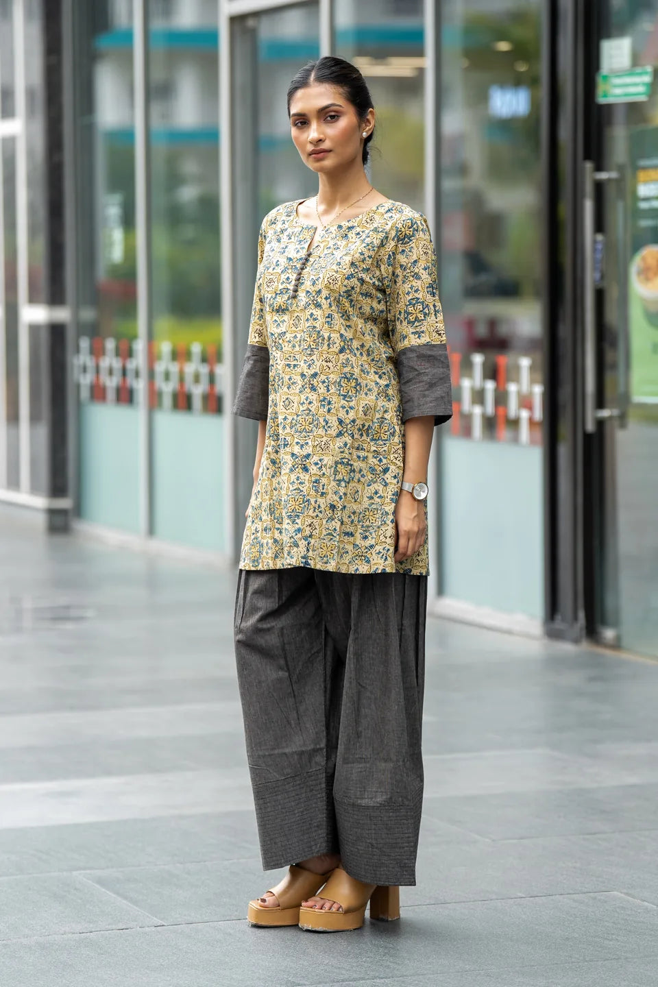 Sandstone Jaal — Jaal Block Print Cotton Tunic & Palazzo Set