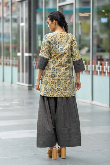 Sandstone Jaal — Jaal Block Print Cotton Tunic & Palazzo Set