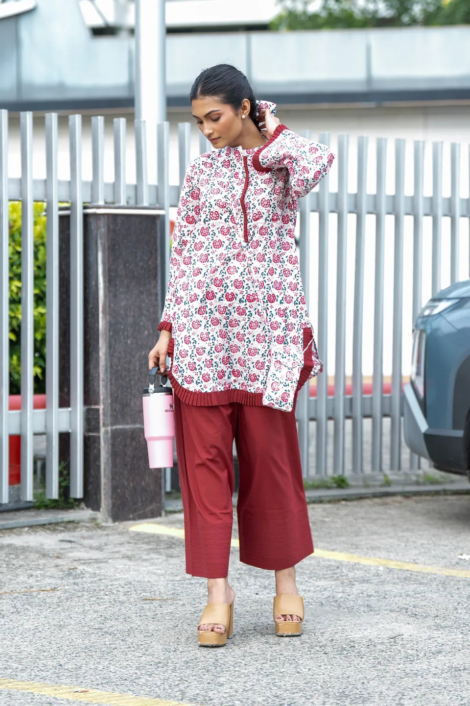 Rose Vine — Rose Block Print Cotton Tunic & Palazzo Set