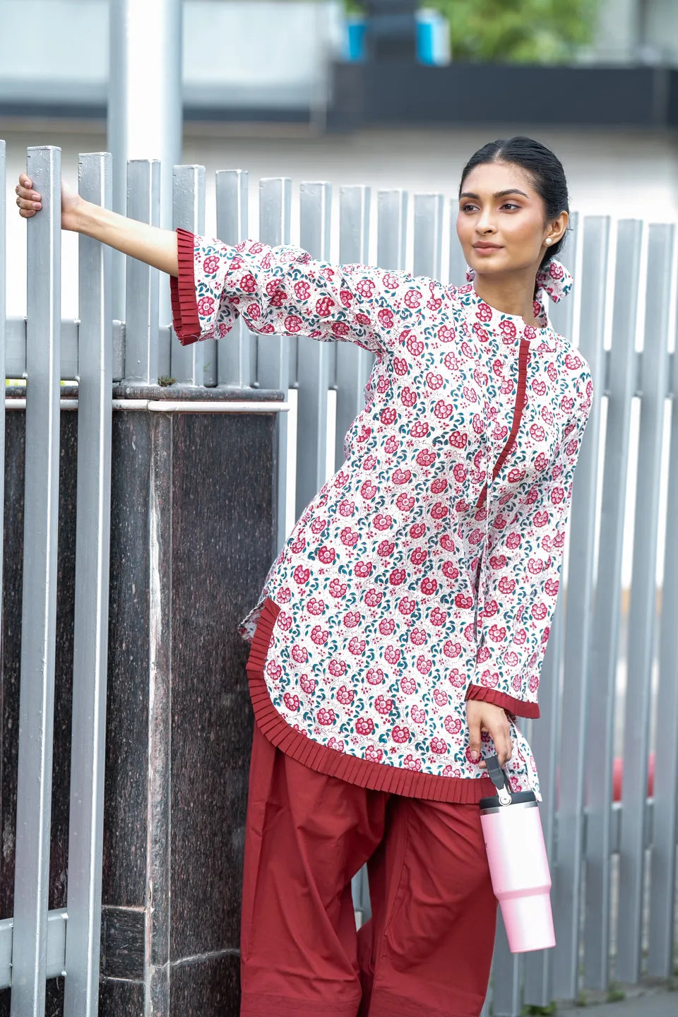 Rose Vine — Rose Block Print Cotton Tunic & Palazzo Set