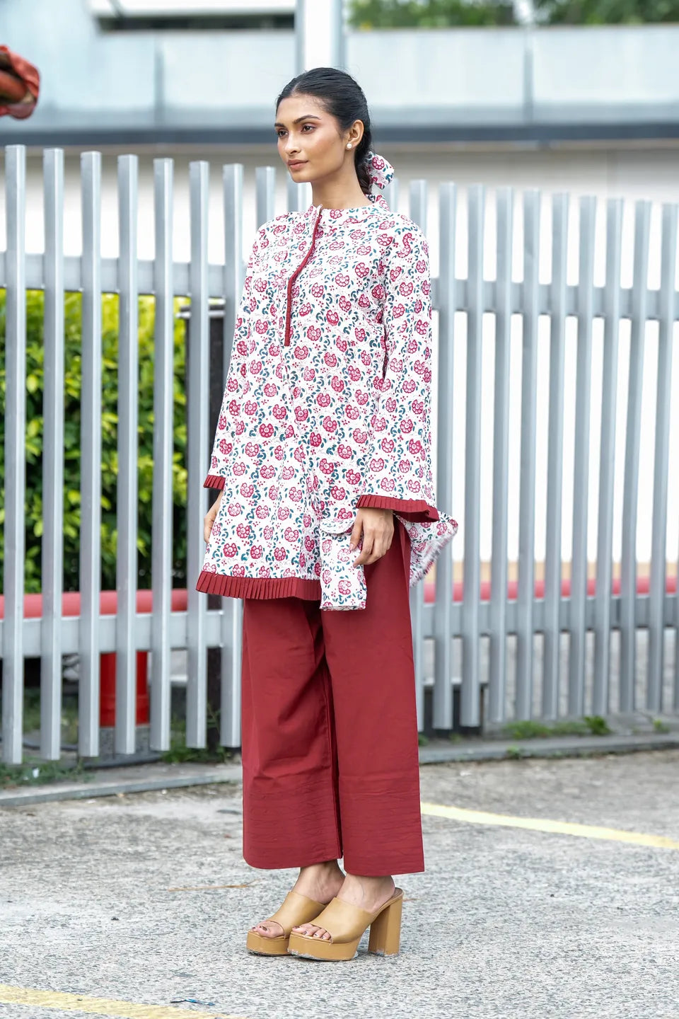 Rose Vine — Rose Block Print Cotton Tunic & Palazzo Set