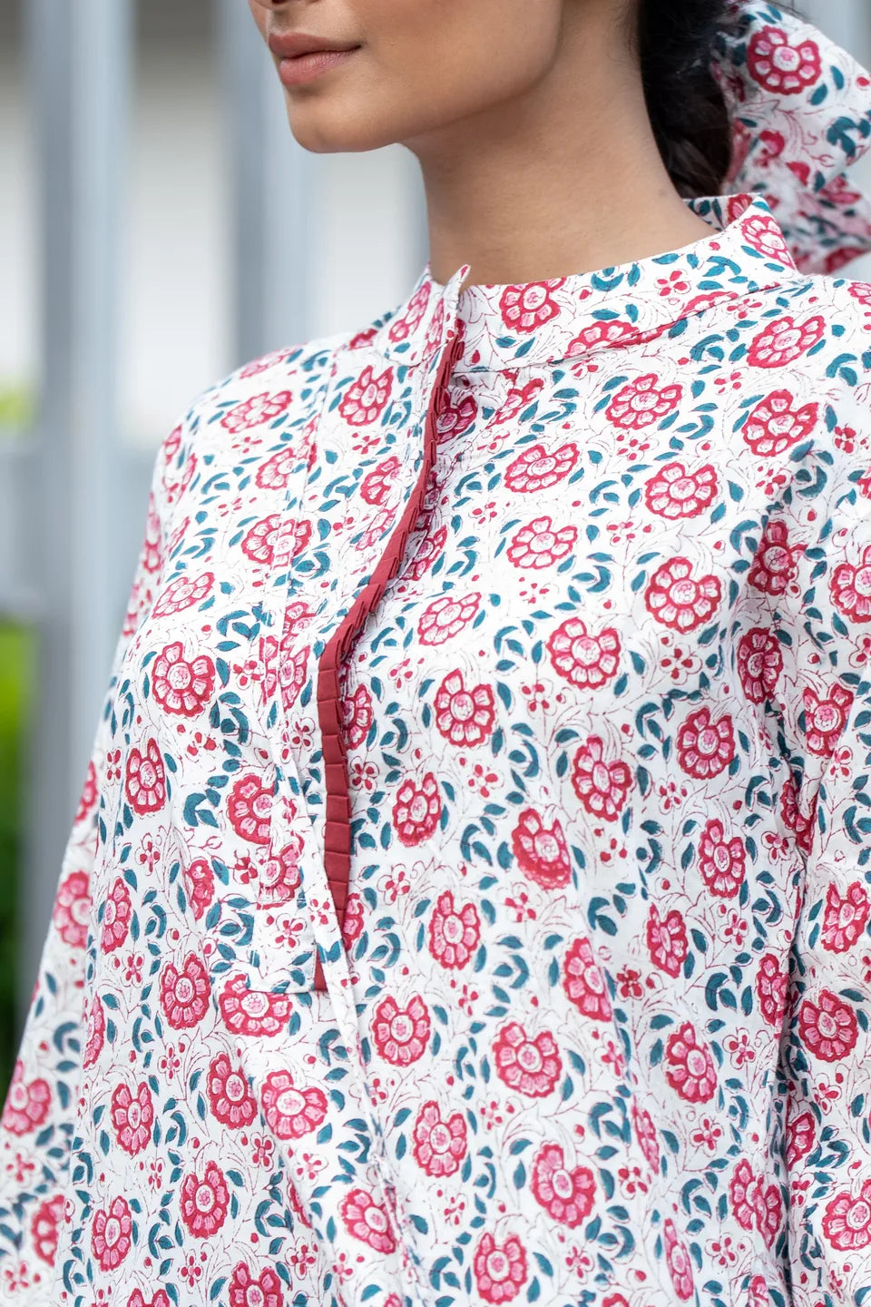Rose Vine — Rose Block Print Cotton Tunic & Palazzo Set