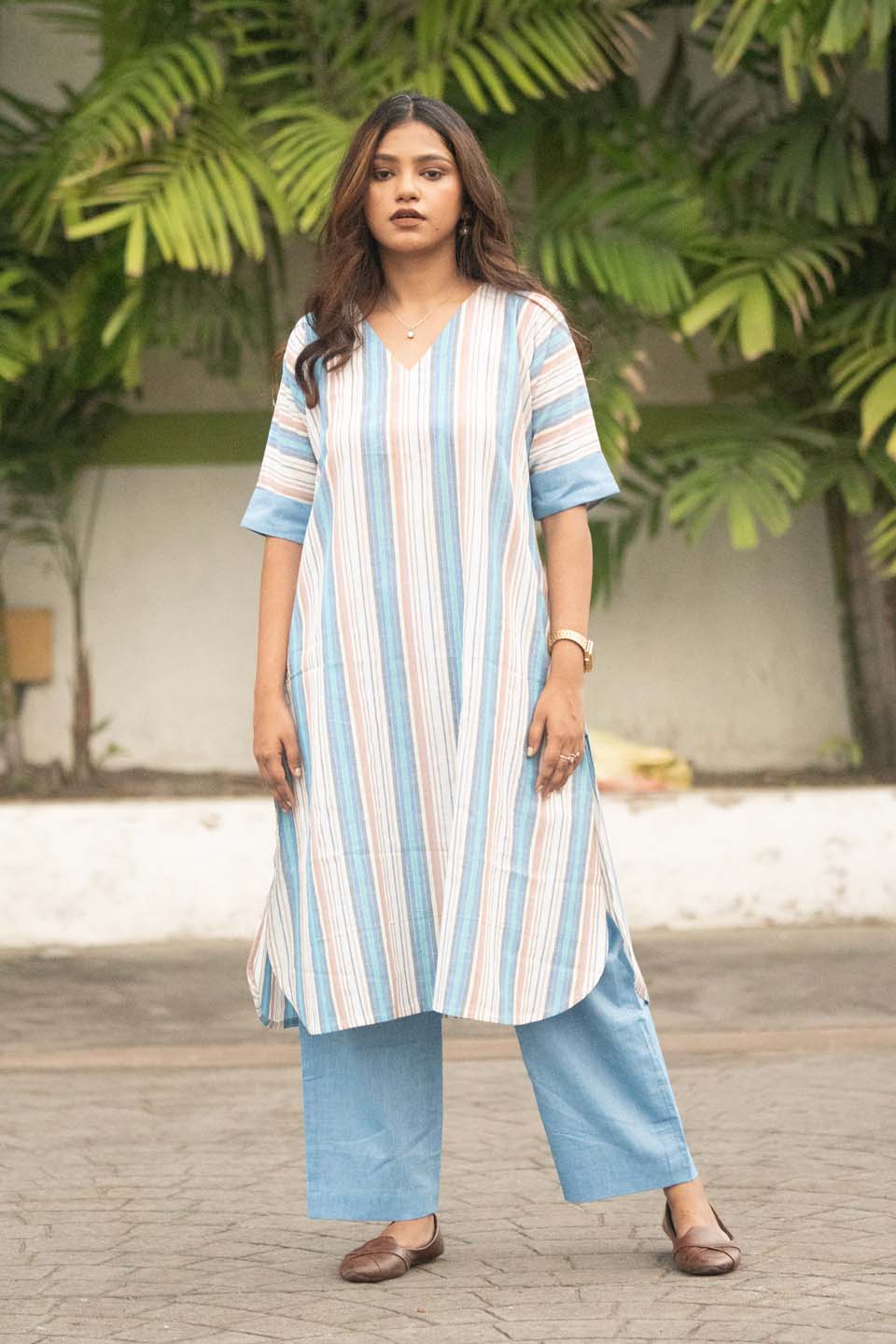 Blue Yarn — Handloom Stripe Cotton Coord Set