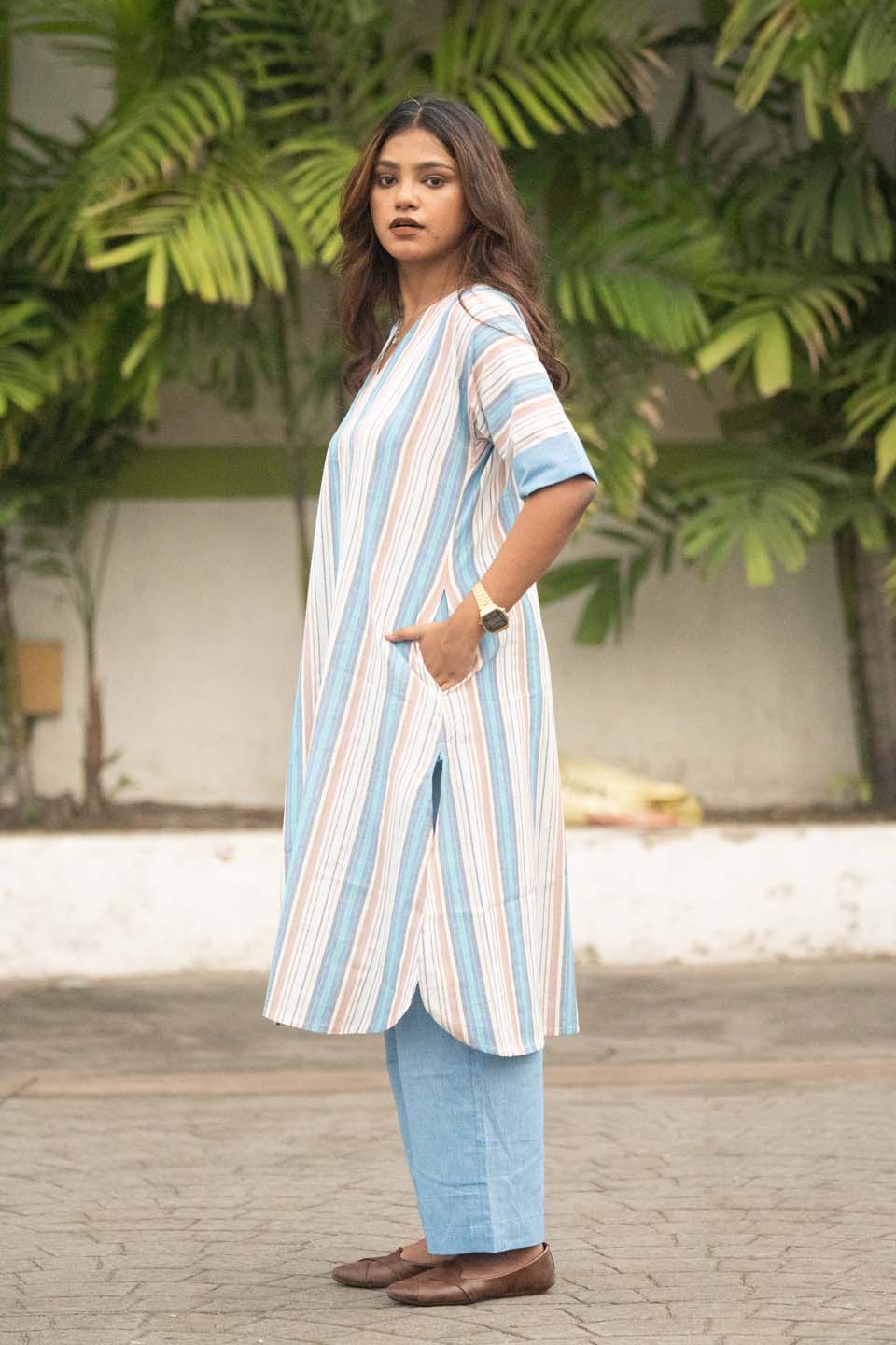 Blue Yarn — Handloom Stripe Cotton Coord Set