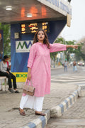 Candy Pleat — Handloom Cotton Antifit Kurta in Rani Pink