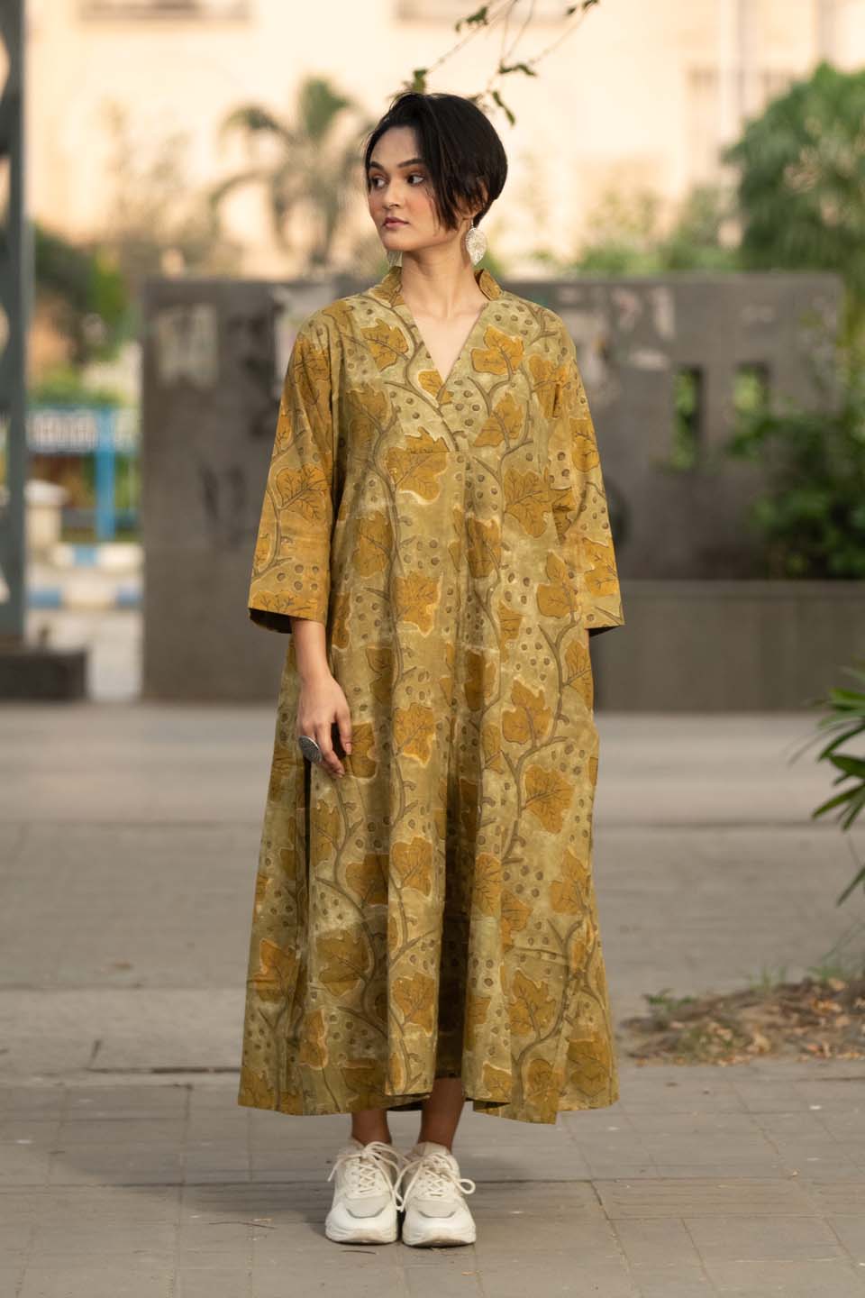 Amber Grove — Ajrakh Block Print Cotton Maxi Kaftan Dress