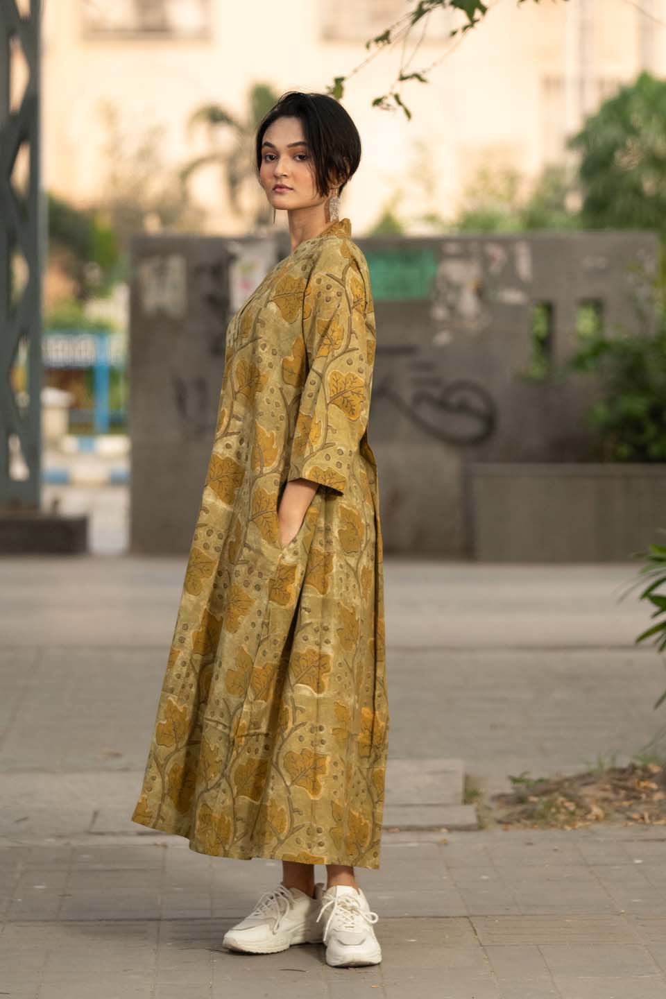 Amber Grove — Ajrakh Block Print Cotton Maxi Kaftan Dress