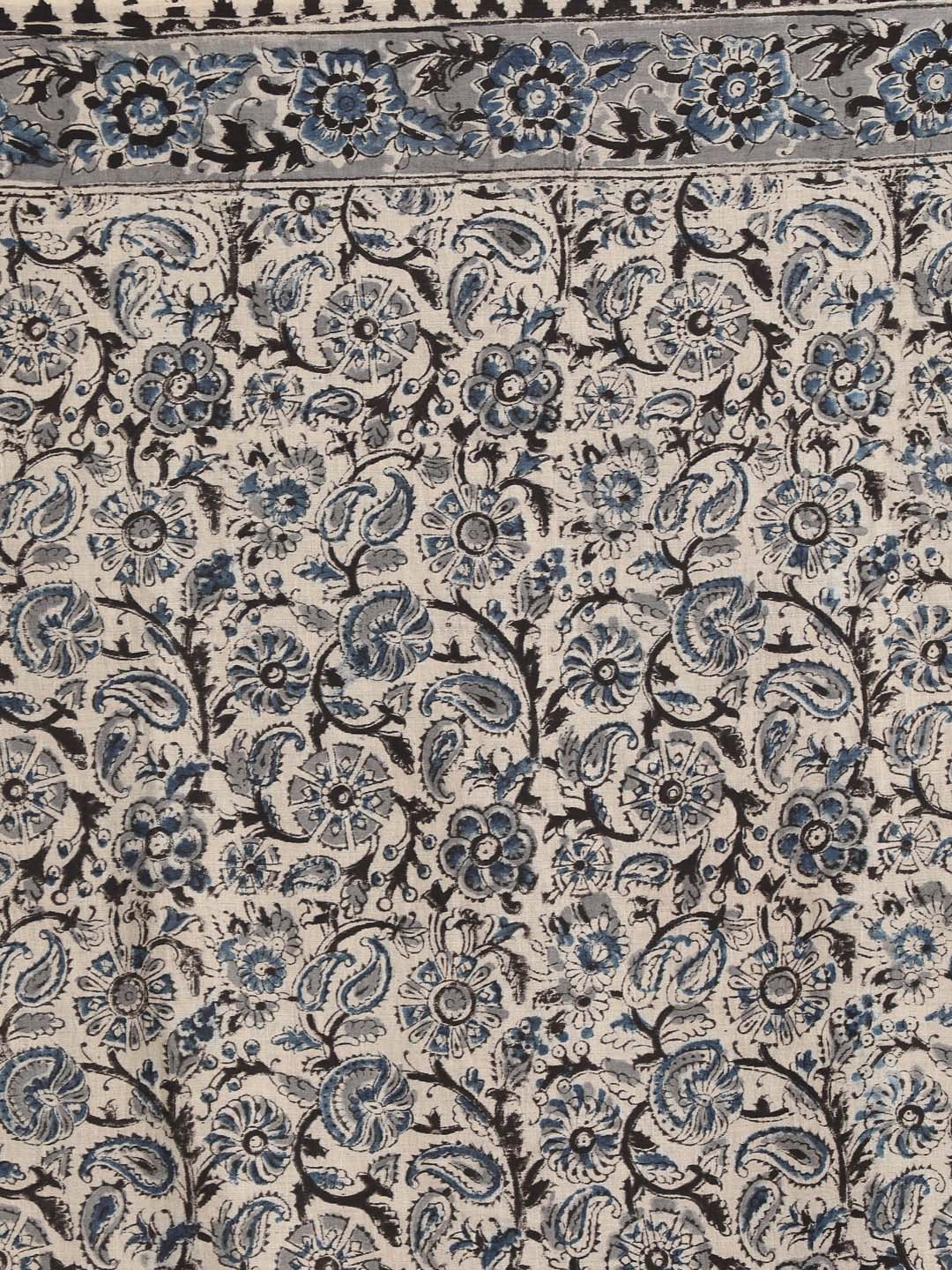 Indethnic Kalamkari Handblock Mulmul Cotton Saree - Saree Detail View