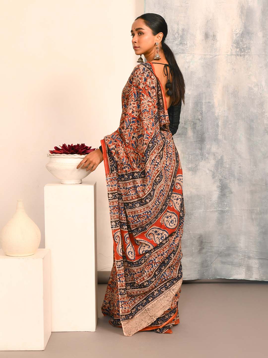 ADORNED BLOOM BLISS (KALAMKARI 100% PURE COTTON SAREE)