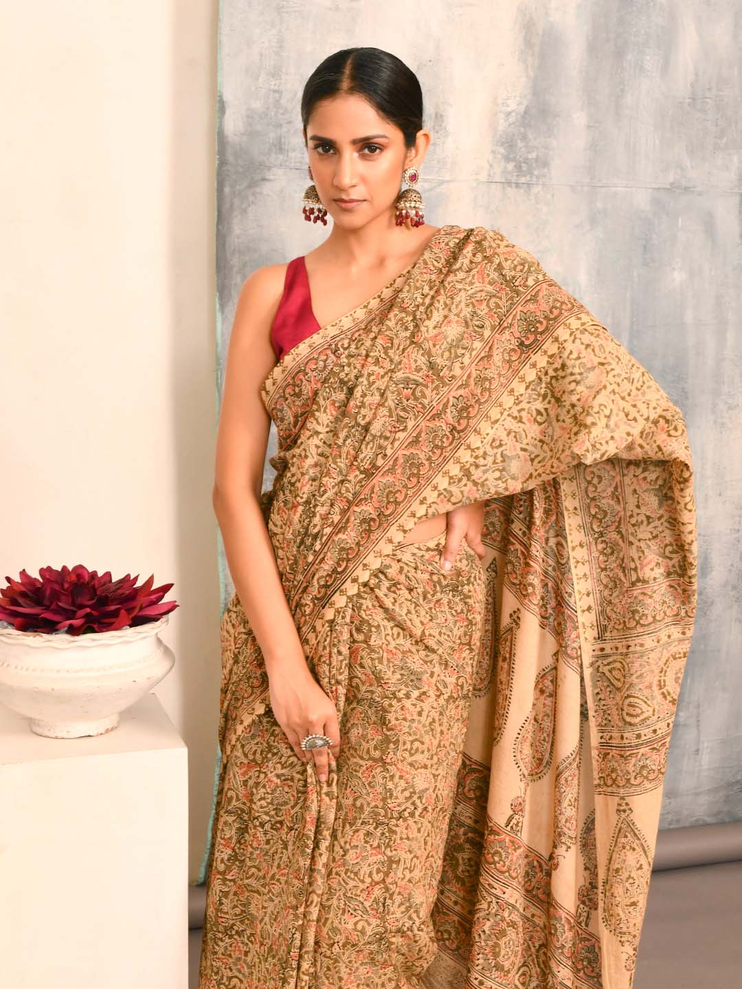 BOTANICAL BEAUTY (KALAMKARI 100% PURE COTTON SAREE)