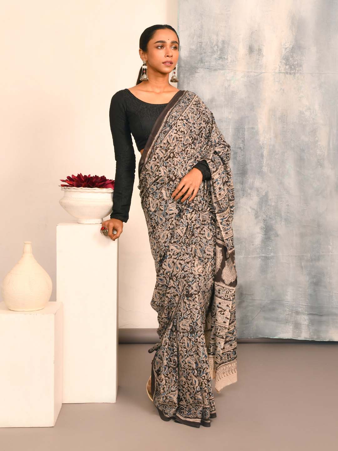 KRUSHNAKAPOT VYAST (KALAMKARI 100% PURE COTTON SAREE)