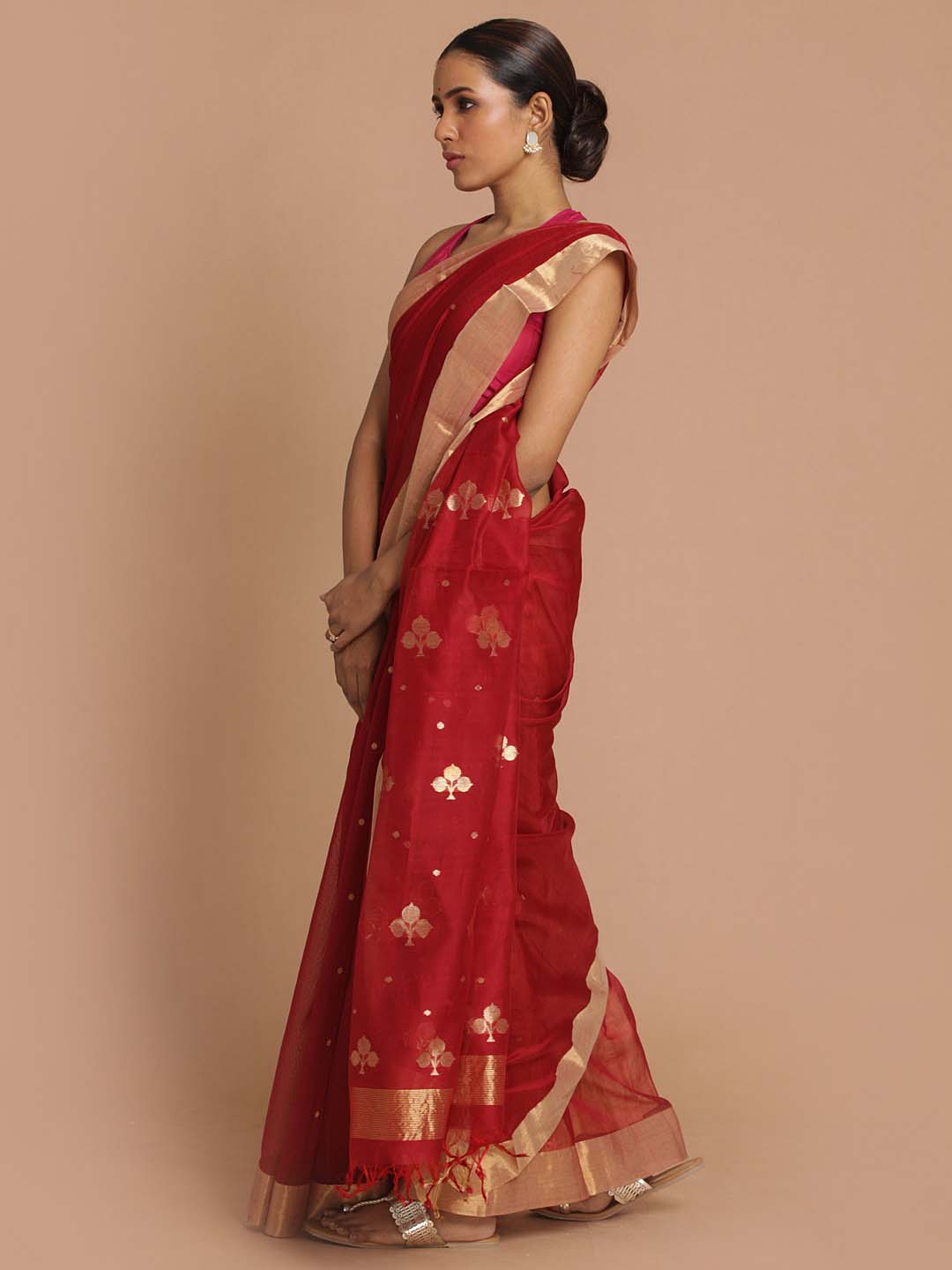 Indethnic Chanderi Handloom Silk Cotton Saree - View 2