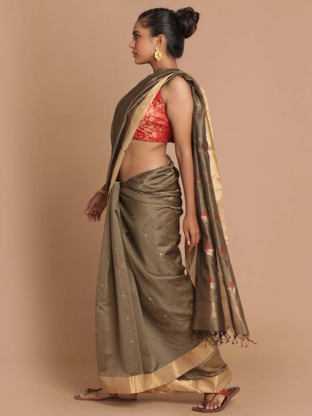 Indethnic Chanderi Handloom Silk Cotton Saree - View 3