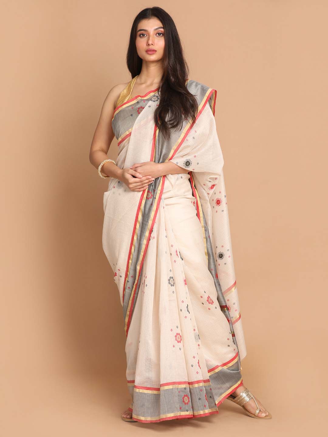 Indethnic Chanderi Handloom Silk Cotton Saree - View 1