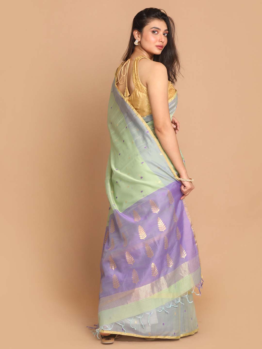 Indethnic Chanderi Handloom Silk Cotton Saree - View 3