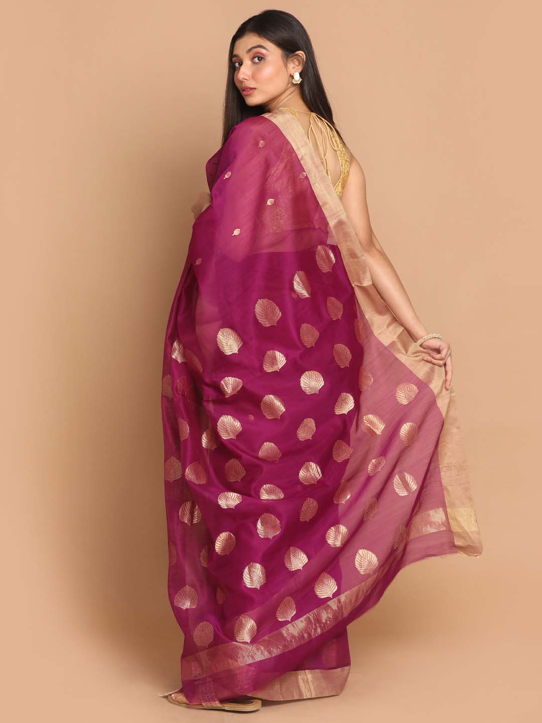 Indethnic Chanderi Handloom Silk Cotton Saree - View 3