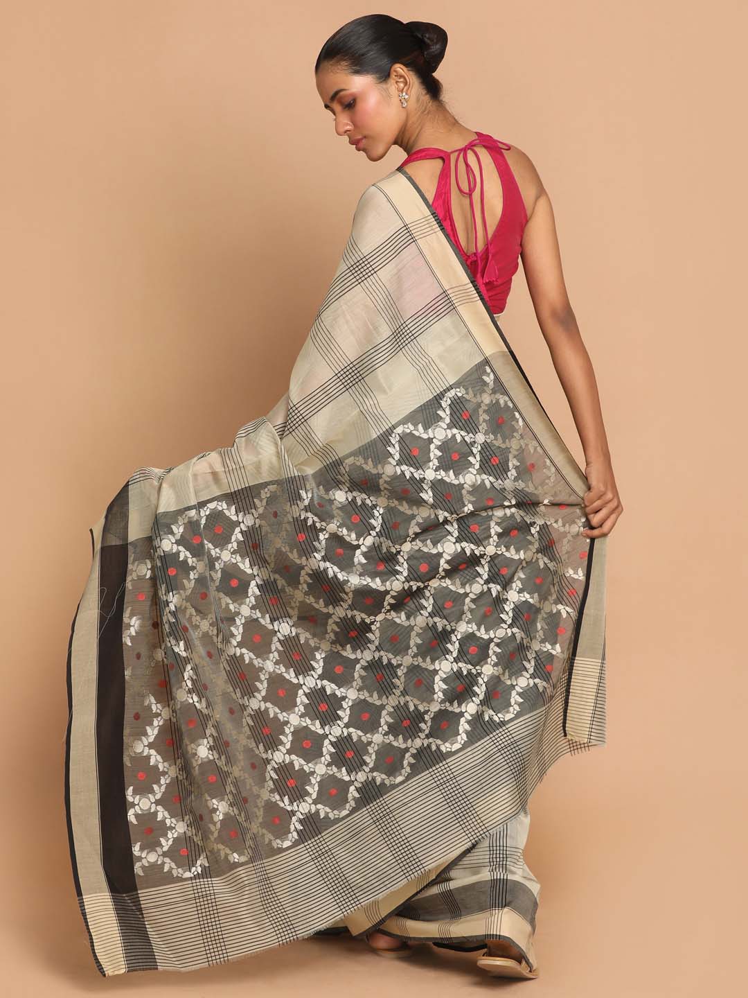 Indethnic Chanderi Handloom Silk Cotton Saree - View 3