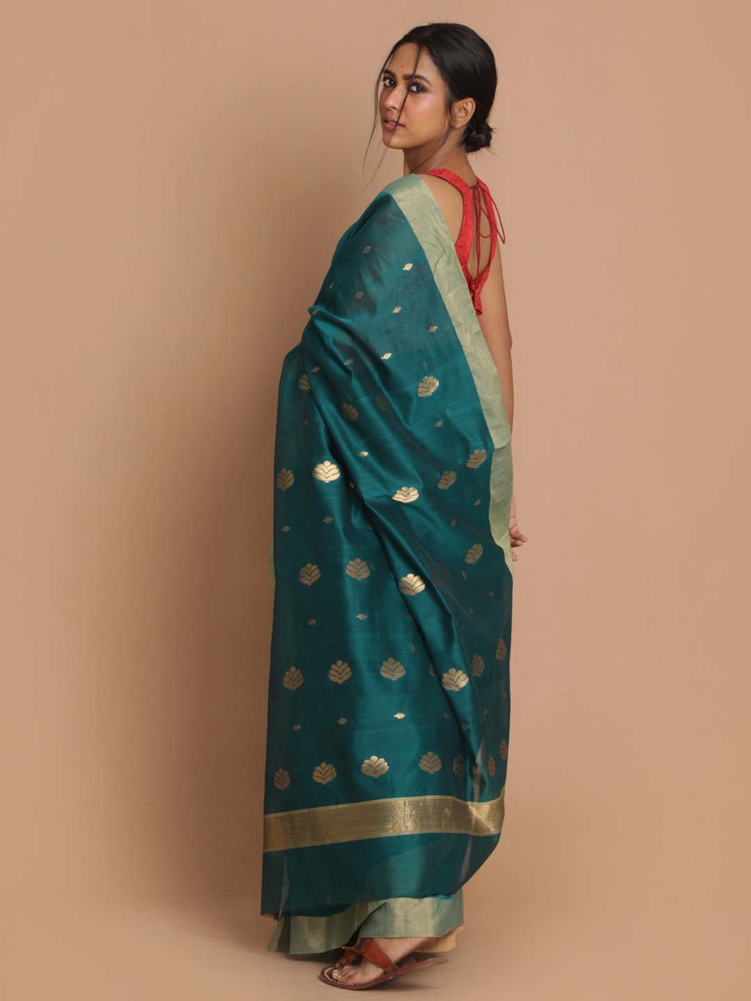 Indethnic Chanderi Handloom Silk Cotton Saree - View 3