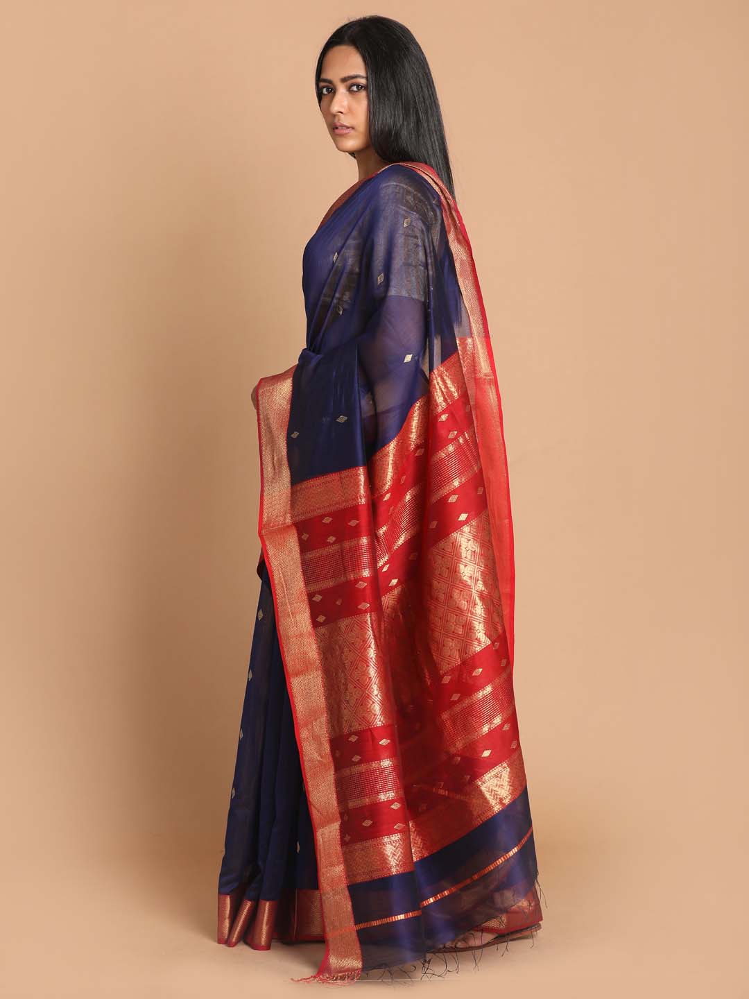 Indethnic Maheshwari Handloom Silk Cotton Saree - View 2