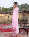 Indethnic Pink Pure Cotton Color Blocked Design Sarees - View 1