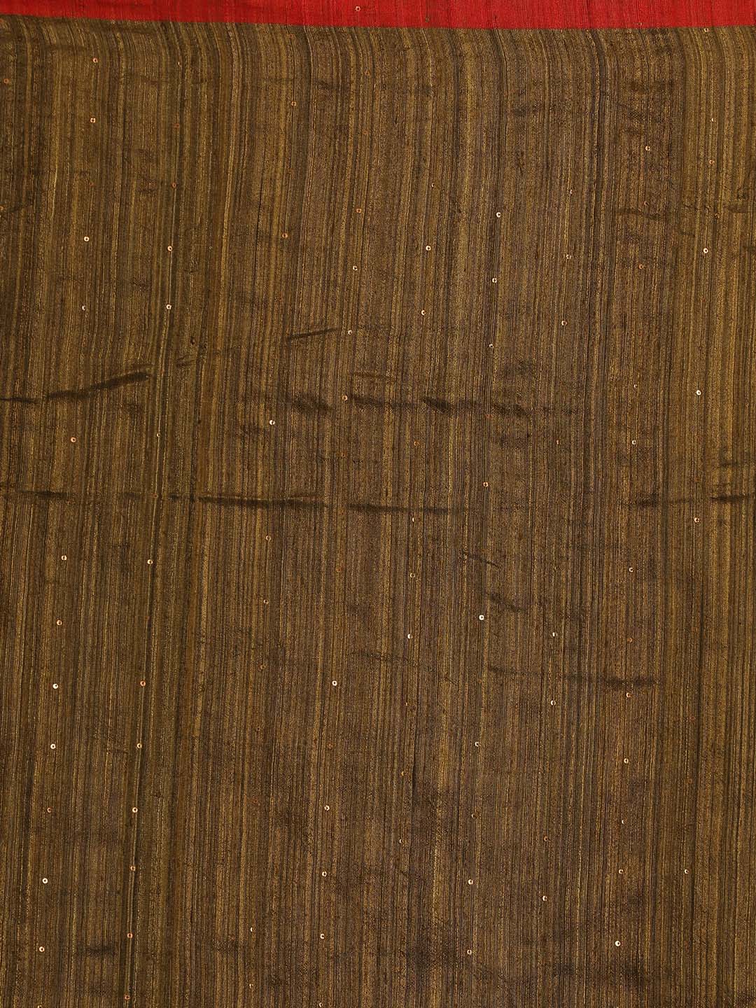 Indethnic Brown Pure Silk Ethnic Motifs Design Jamdani - Saree Detail View