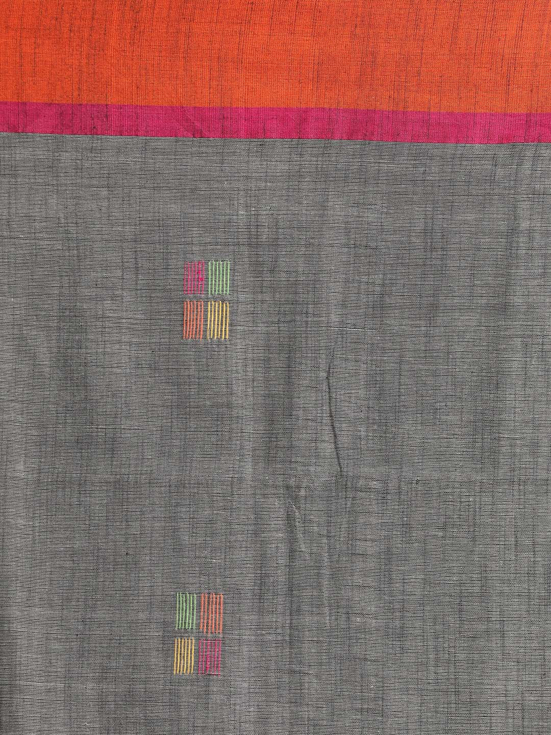 Indethnic Grey Bengal Handloom Pure Cotton Saree Work Saree - Saree Detail View