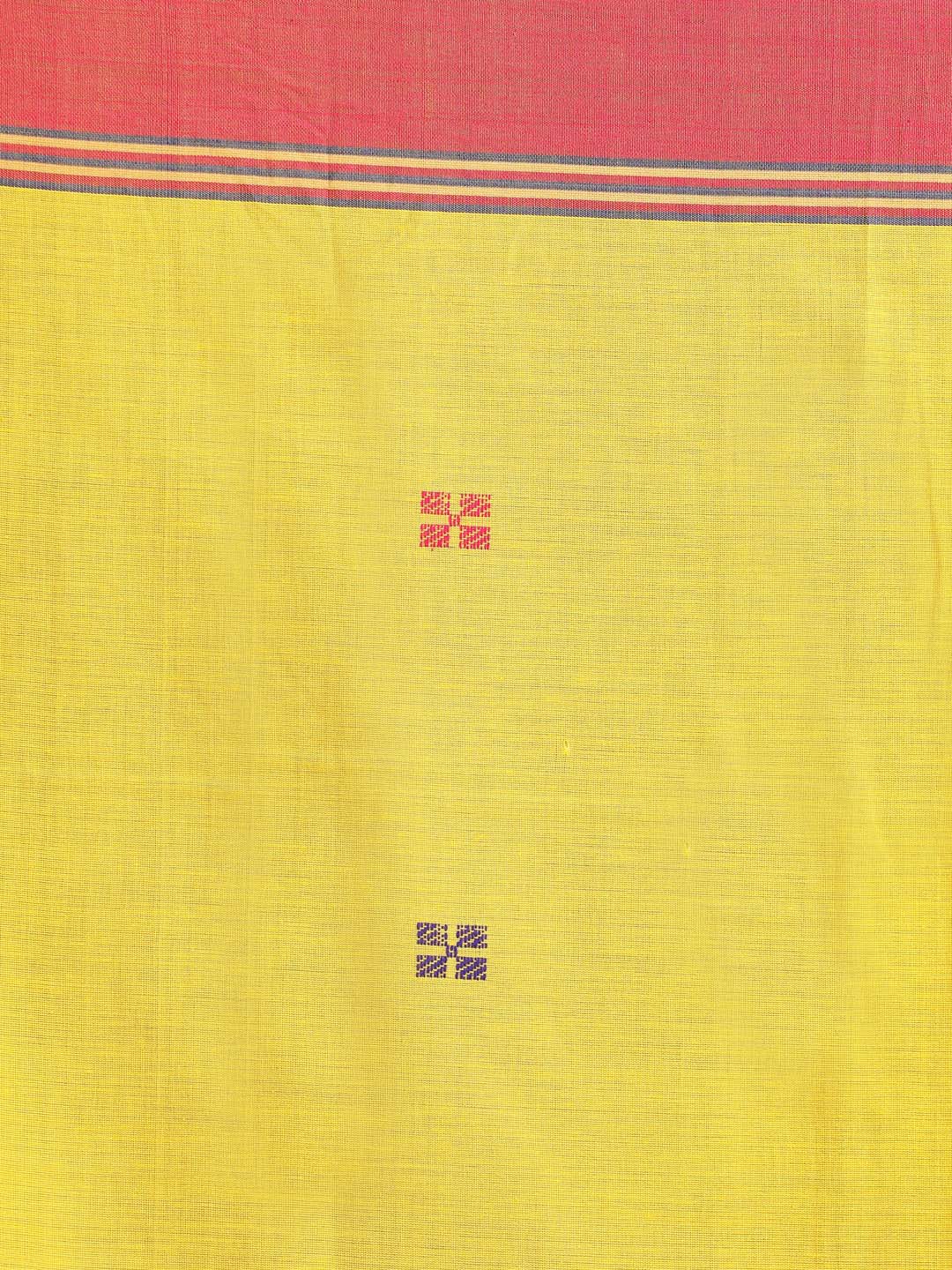Indethnic Yellow Bengal Handloom Pure Cotton Saree Daily Saree - Saree Detail View