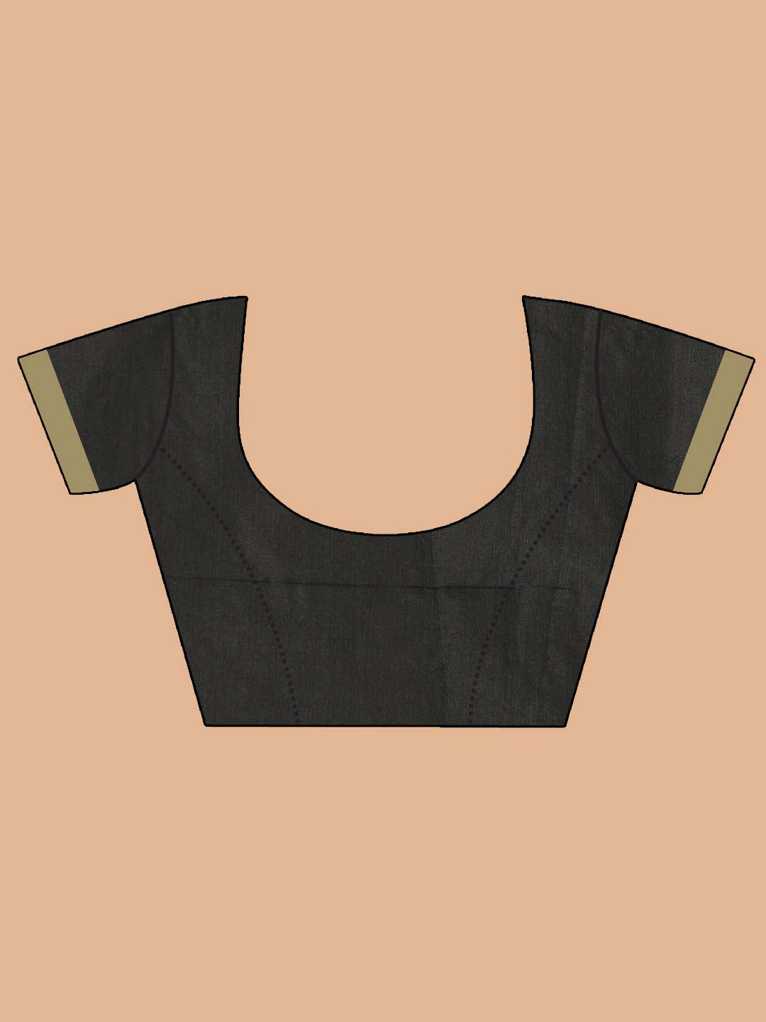 Indethnic Black Bengal Handloom Cotton Blend Work Saree - Blouse Piece View