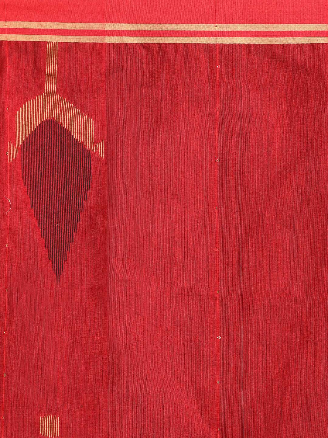 Indethnic Red Bengal Handloom Cotton Blend Work Saree - Saree Detail View