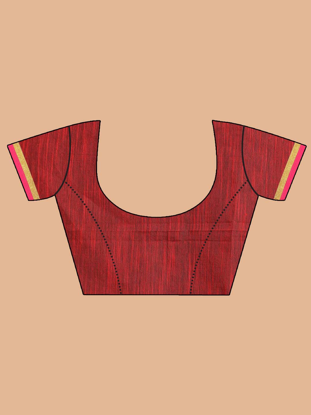 Indethnic Blue Bengal Handloom Cotton Blend Work Saree - Blouse Piece View