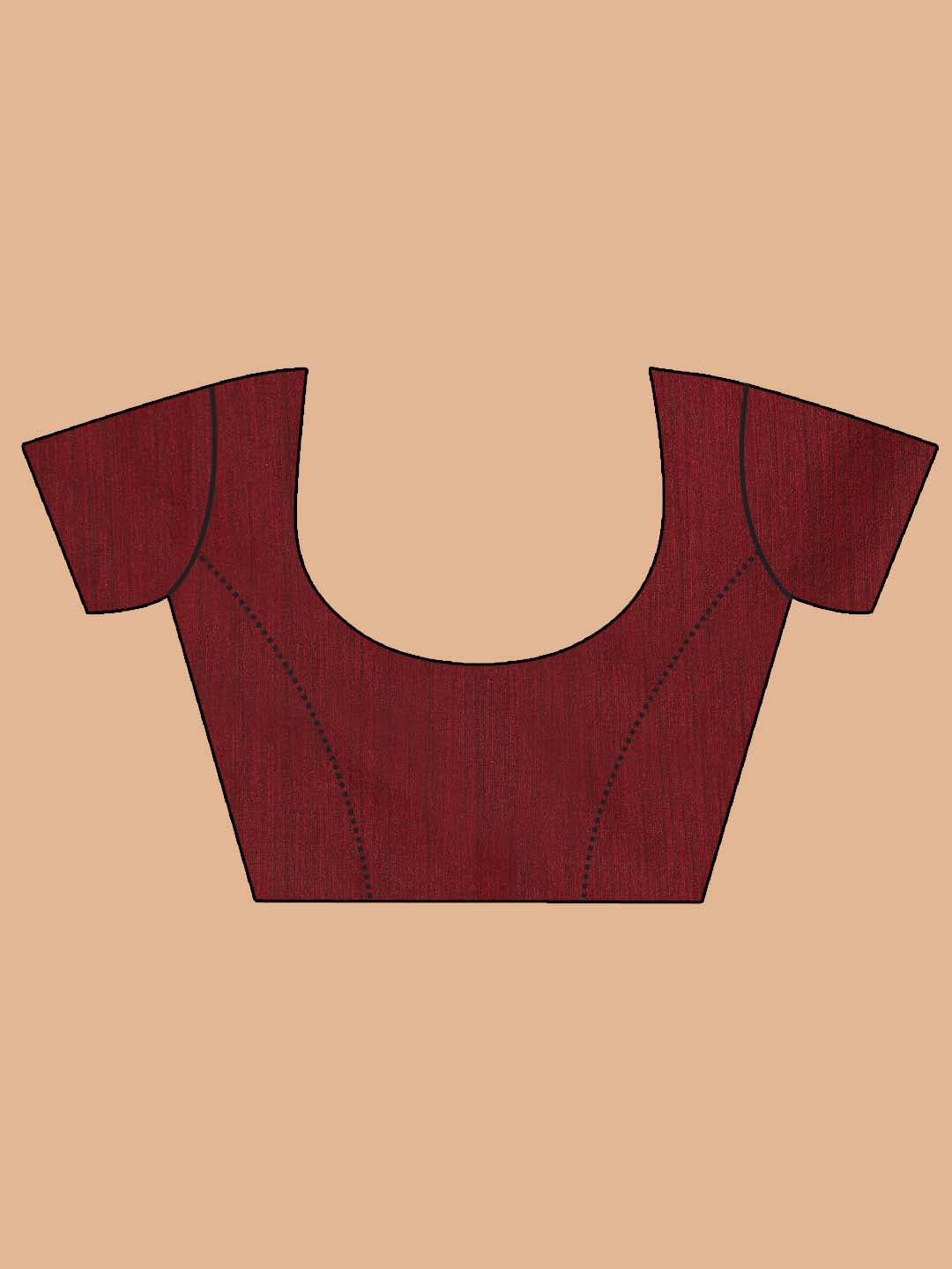 Indethnic Maroon Bengal Handloom Cotton Blend Work Saree - Blouse Piece View