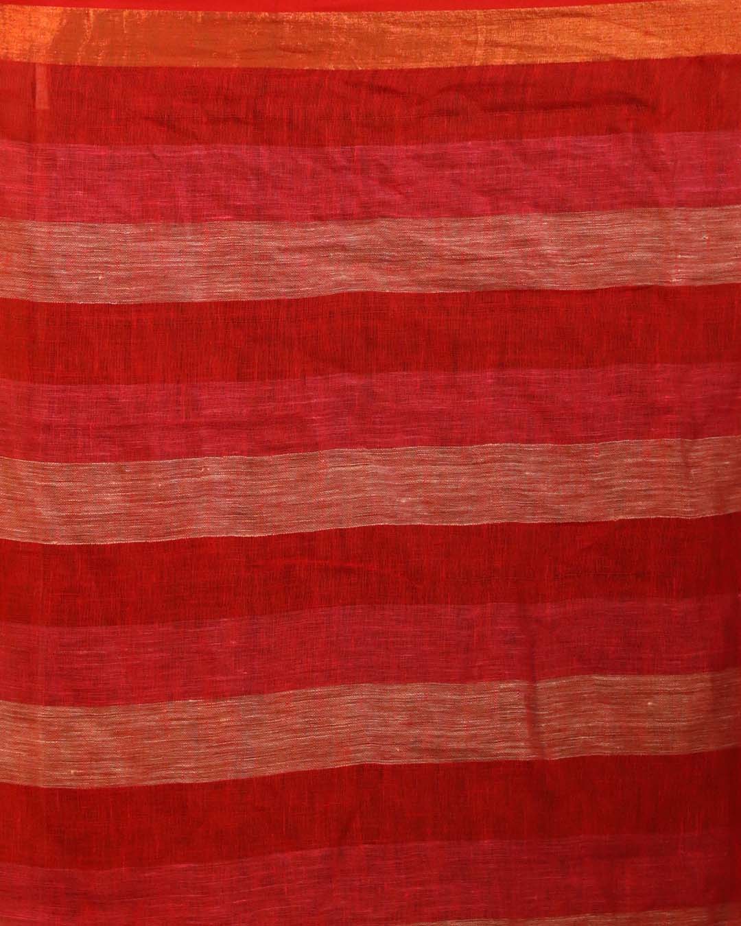 CRIMSON FLAIR (BENGAL HANDLOOM PURE LINEN SAREE)
