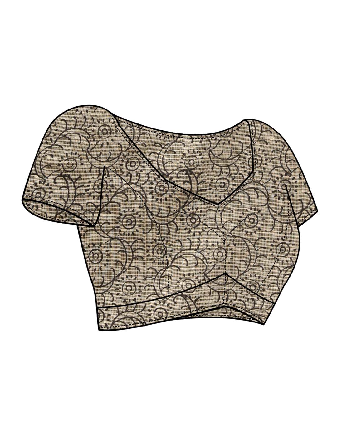 BEIGE WHIMSY (BAGRU SILK COTTON SAREE)