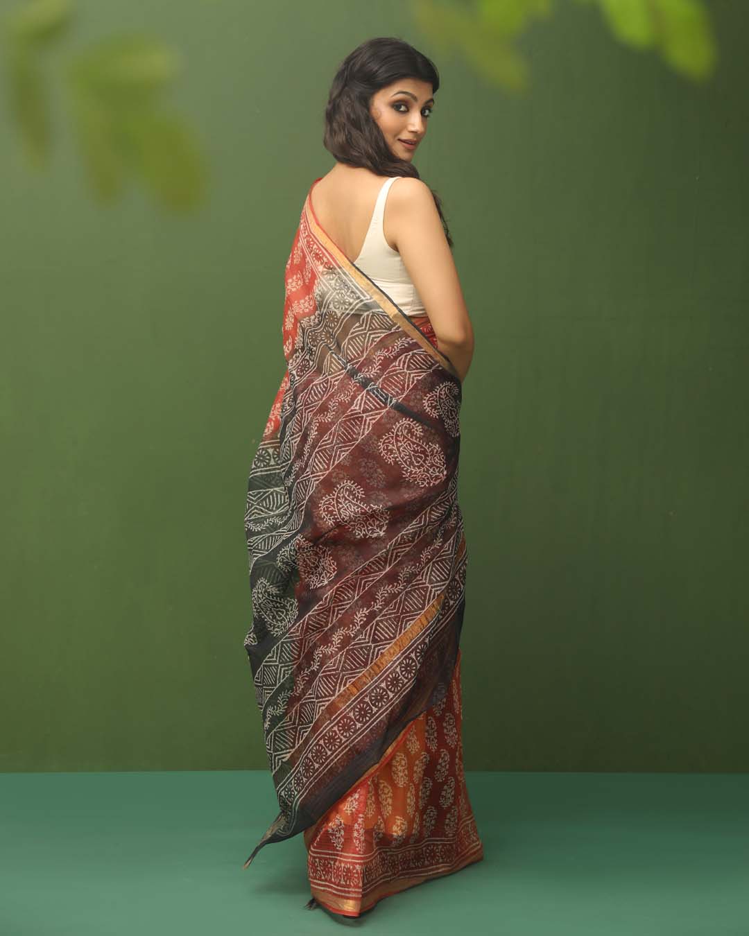 RUST RADIANCE (BAGRU SILK COTTON SAREE)