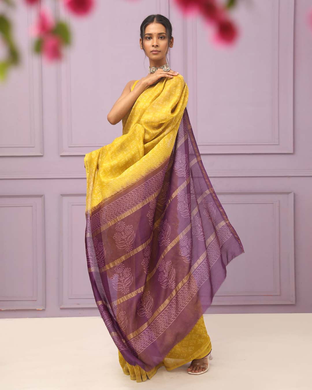 SUNLIT SERENADE (BAGRU SILK COTTON SAREE)