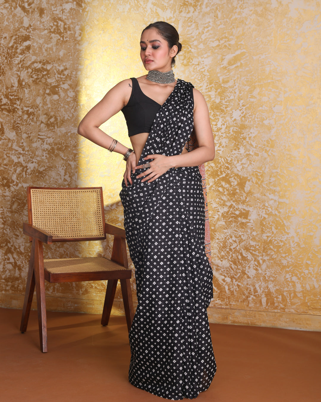 MIDNIGHT PRINT (BAGRU MUL MUL COTTON SAREE)