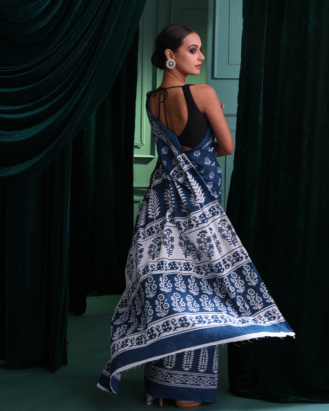 CERULEAN CLASSIC (BAGRU MUL MUL COTTON SAREE)