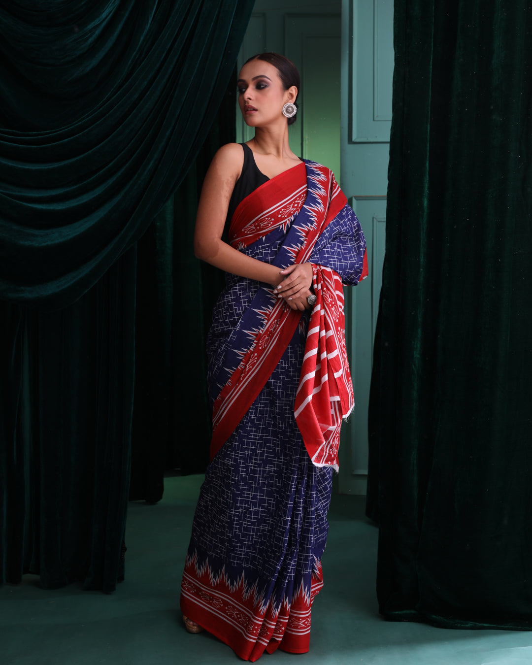 BLUE FUSION (IKKAT MUL MUL COTTON SAREE)