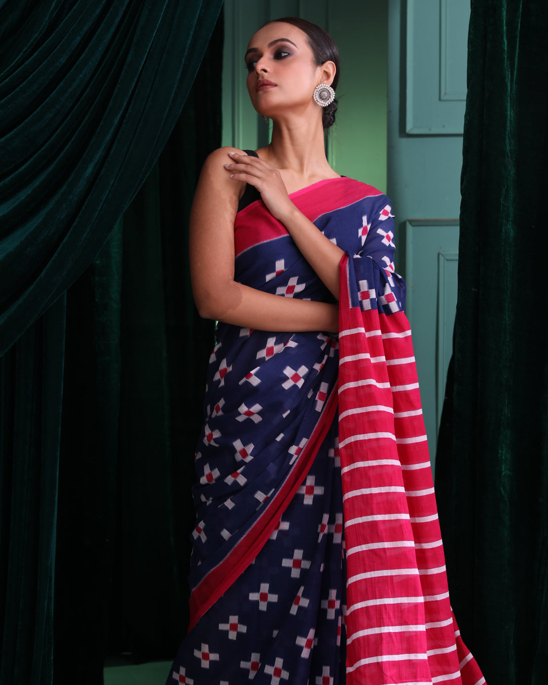 INDIGO GRACE (IKKAT MUL MUL COTTON SAREE)