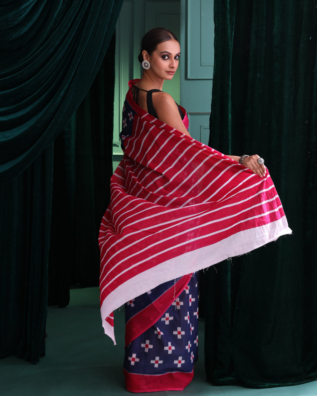 INDIGO GRACE (IKKAT MUL MUL COTTON SAREE)