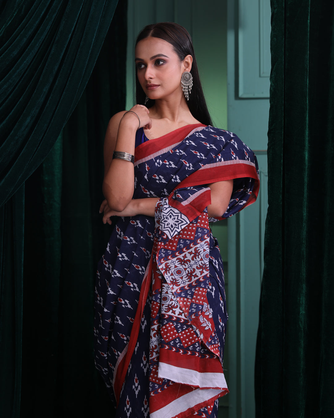 COBALT CHARM (IKKAT MUL MUL COTTON SAREE)